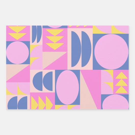 Fun rosa Lila Patchwork Quilt Geometrisches Muster Geschenkpapier Set (Vorderseite 3)