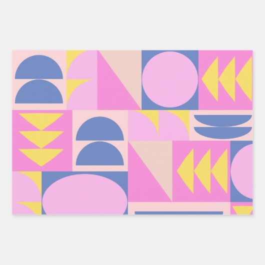 Fun rosa Lila Patchwork Quilt Geometrisches Muster Geschenkpapier Set (Vorderseite 2)