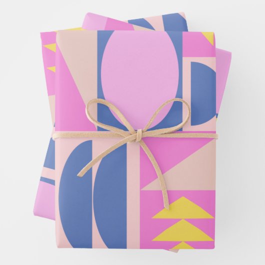 Fun rosa Lila Patchwork Quilt Geometrisches Muster Geschenkpapier Set (Beispiel)