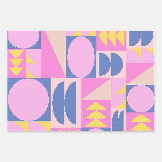 Fun rosa Lila Patchwork Quilt Geometrisches Muster Geschenkpapier Set (Vorderseite)