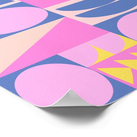 Fun rosa Lila Patchwork Quilt Geometrisches Muster Poster (Ecke)