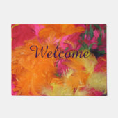 Fun Rosa, Orange Feathers Welcome Doormat Fußmatte (Vorderseite)