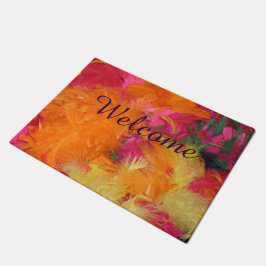 Fun Rosa, Orange Feathers Welcome Doormat Fußmatte