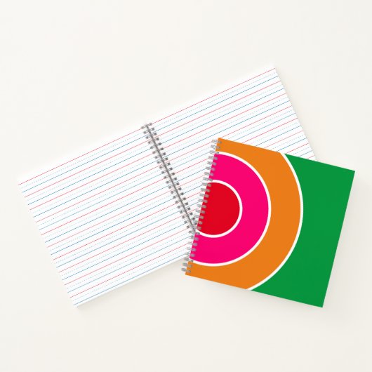 Fun Rosa orange konzentrische Kunst auf hellgrün Notizblock (Innenseite)