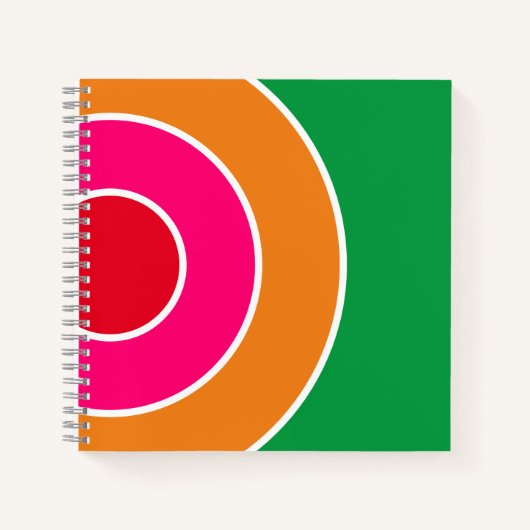 Fun Rosa orange konzentrische Kunst auf hellgrün Notizblock (Vorderseite)