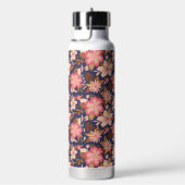 Fun rosa Retro Blumenmuster Monogramm Trinkflasche (rechts)