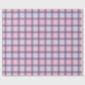 Fun Rosa und Blauer Tartan Weihnachten Geschenkpapier (Flach)