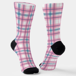 Fun Rosa und Blauer Tartan Weihnachten Socken