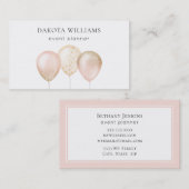 Fun Rosa und Gold Glitzer Balloons Visitenkarte (Vorne/Hinten)