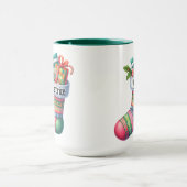 Fun Rosa und Grün Weihnachten Strumpf individuell  Tasse (Zentrum)