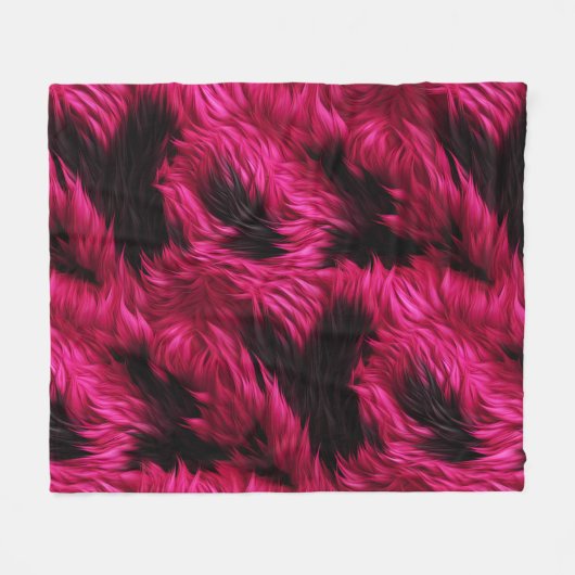 Fun Rosa und Schwarze Imitate Monster-Pelzstruktur Fleecedecke (Vorderseite (Horizontal))