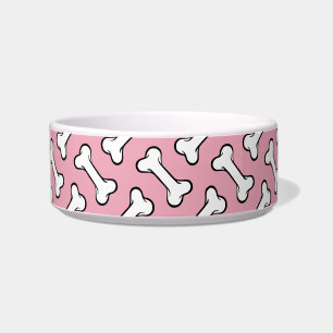 Fun Rosa und Weiße Knochen Muster Keramik Dog Bowl Napf