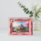 Fun Rosa Vintages Foto Rahmen Neue Adresse Ankündigungspostkarte (Stehend Vorderseite)