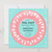 Fun rosa Wassermelone Schwimmbad Party Geburtstag Einladung (Vorderseite)