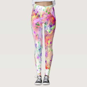 Fun Rot, Orange, Lila und grüne Farbe Spritzer Leggings