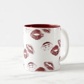 FUN! Rote Lipstick-Prints Zweifarbige Tasse (VorderseiteRechts)