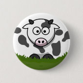 Fun Round Cartoon Cow Button (Vorderseite)