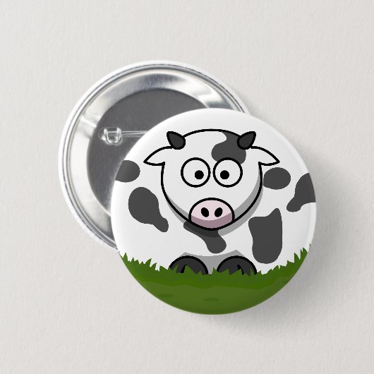Fun Round Cartoon Cow Button (Vorne & Hinten)