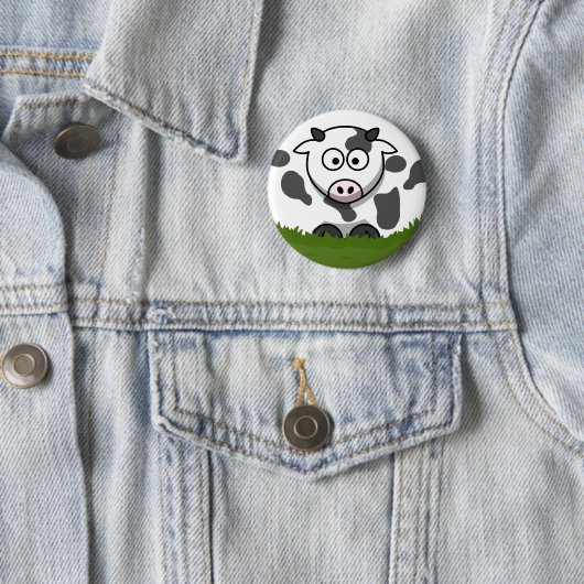 Fun Round Cartoon Cow Button (Beispiel)
