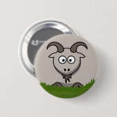 Fun Round Cartoon Goat Button (Vorne & Hinten)