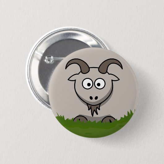 Fun Round Cartoon Goat Button (Vorne & Hinten)
