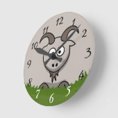 Fun Round Cartoon Goat Runde Wanduhr (Winkel)
