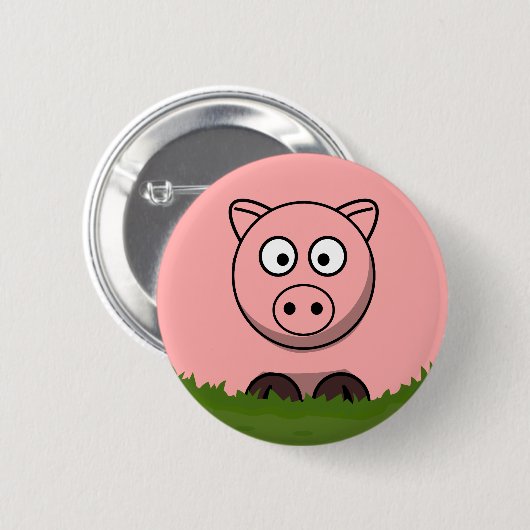 Fun Round Cartoon Pig Button (Vorne & Hinten)