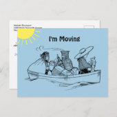 Fun Row Boat Blue Ich bin bewegend Ankündigungspostkarte (Vorne/Hinten)