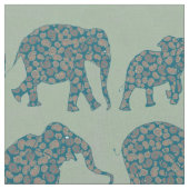 Fun Rows of Paisley Elephants on Green Pattern Stoff (Nahaufnahme)