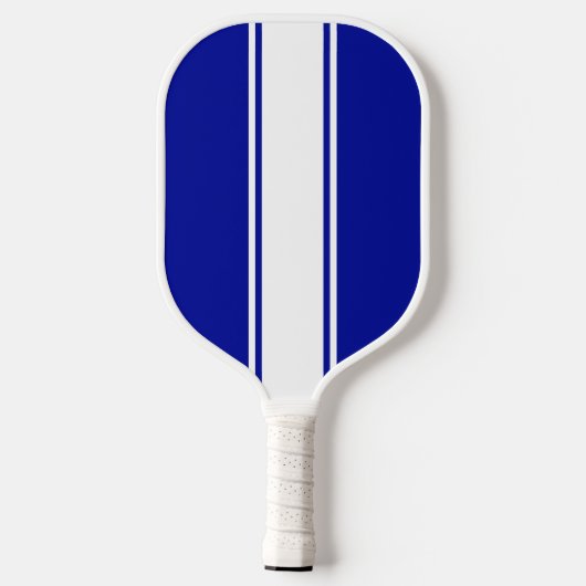 Fun Royal Blue Slim White Racing Stripese Pickleball Schläger (Rückseite)