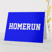 Fun Royal Blue Sporty White HOMERUN Congrats Text  Karte (Gelbe Blume)