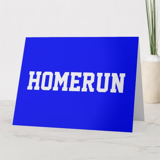 Fun Royal Blue Sporty White HOMERUN Congrats Text  Karte (Vorderseite)