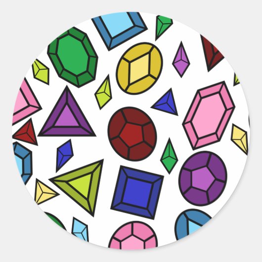 Fun Royal Rainbow Gemstones und Juweliermuster Runder Aufkleber (Vorderseite)
