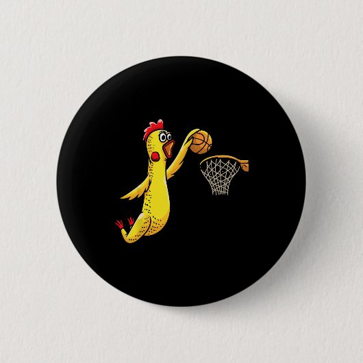 Fun Rubber Chicken Playing Basketball Sport Button (Vorderseite)