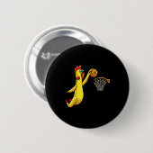 Fun Rubber Chicken Playing Basketball Sport Button (Vorne & Hinten)