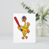 Fun Rubber Chicken spielen Baseball Cartoon Postkarte (Stehend Vorderseite)