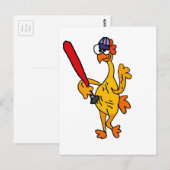 Fun Rubber Chicken spielen Baseball Cartoon Postkarte (Vorne/Hinten)
