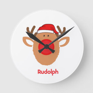 Fun Rudolph Christmas Runde Wanduhr