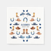 Fun Rustic Blue Luck Horse Cowboy Western Kinderga Serviette (Vorderseite)