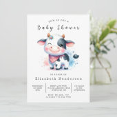 Fun Rustic Classic Cow Baby Dusche Einladung (Stehend Vorderseite)