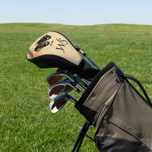 Fun Rustic Comedy and Tragedy Theater Monogram Golf Headcover (In SItu)