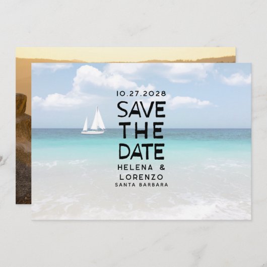 Fun rustikales Foto Save The Date (Vorne/Hinten)