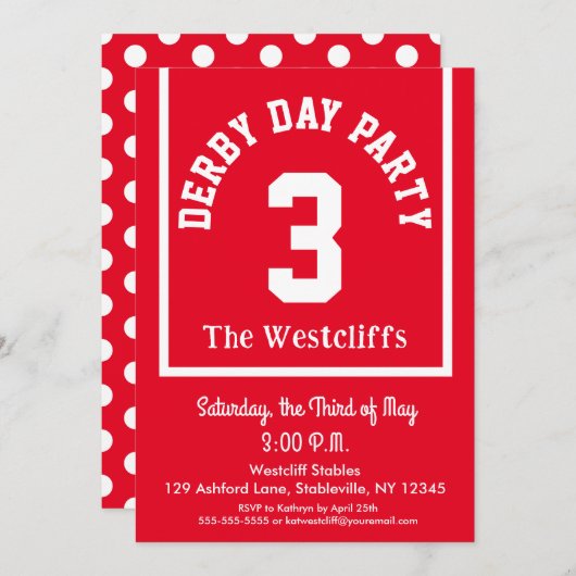 Fun Saddlecloth Derby Race Party Dots Einladung (Vorne/Hinten)