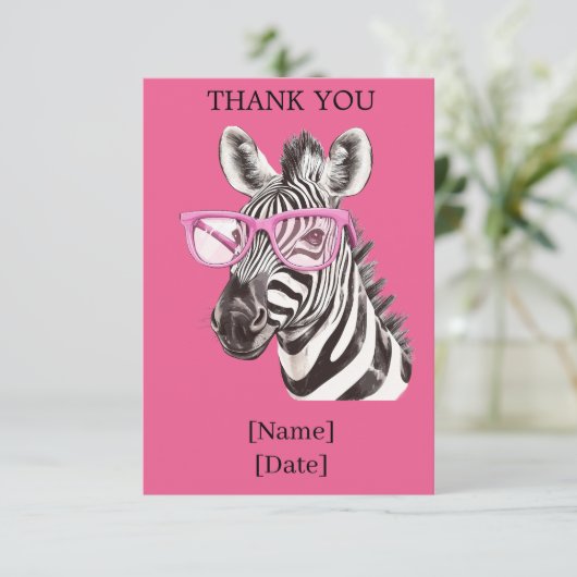 Fun Safari Animal Design - Zebra Dankeskarte (Stehend Vorderseite)