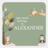 Fun Safari Animals Custom Bookplate Sticker (Vorderseite)