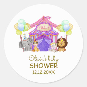 Fun Safari Circus Karneval Balloon Babydusche Runder Aufkleber