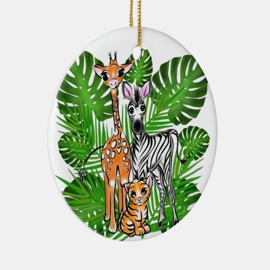 Fun Safari Friends giraffe zebra tiger palm Blätte Keramik Ornament (Rechts)