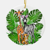 Fun Safari Friends giraffe zebra tiger palm Blätte Keramik Ornament (Vorne)