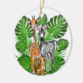 Fun Safari Friends giraffe zebra tiger palm Blätte Keramik Ornament (Links)
