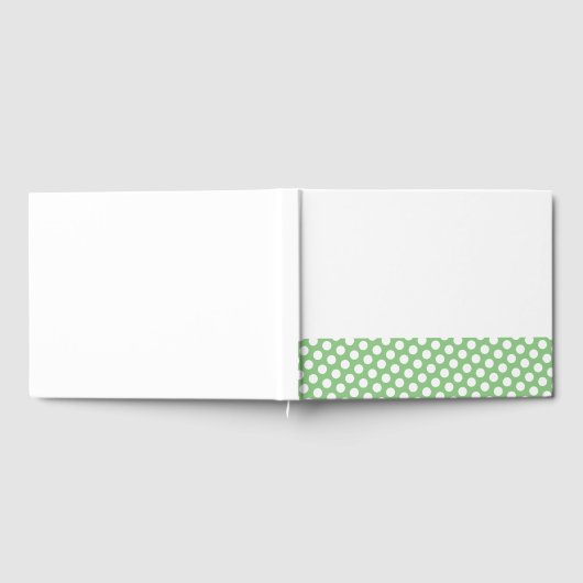 Fun Sage Green Edge Polka Punkte auf weißem Hinter Gästebuch (Voll)